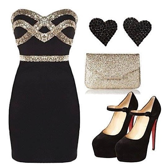 RICKETY RACK #62 Black Gold Sequin Party Prom Dress XS S M L - Picture 1 of 7